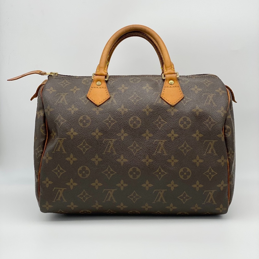 LOUIS VUITTON Speedy 30 Monogram Canvas Leather Hand Bag Brown